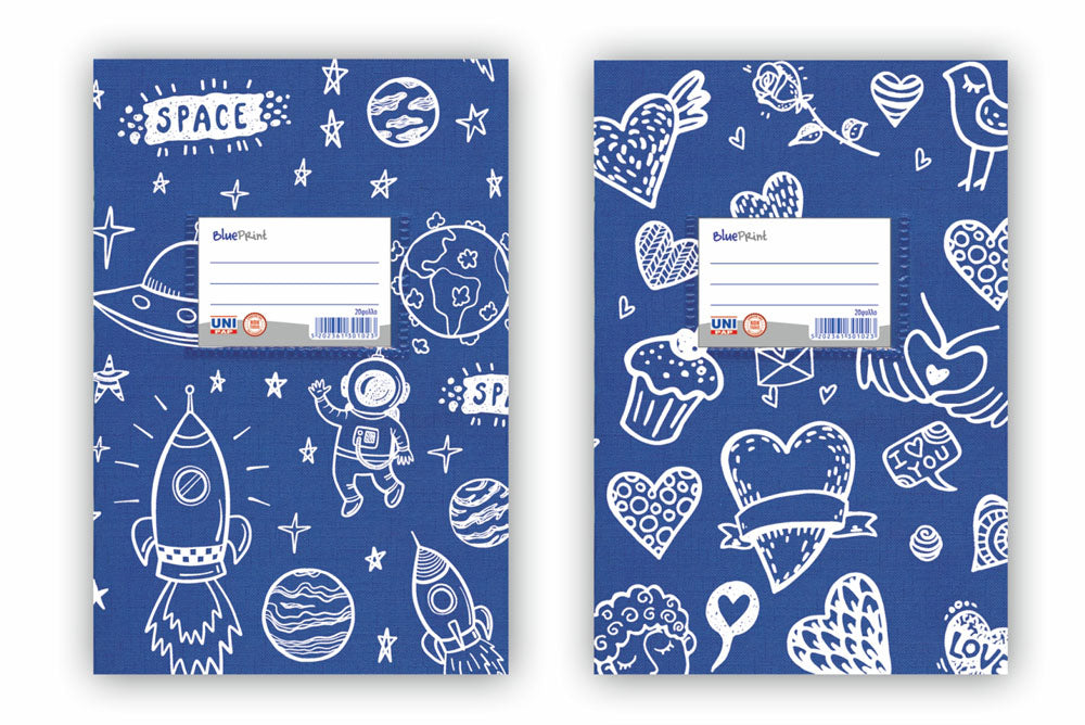 Τετράδιο μπλέ με σχέδια 50 φύλλων