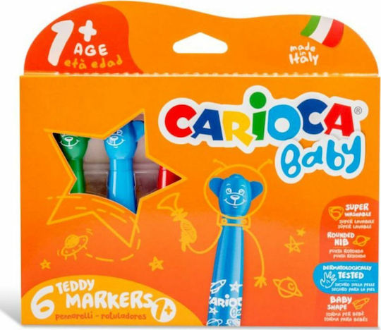 CARIOCA BABY 1+ 6 TEDDY MARKERS -ΜΑΡΚΑΔΟΡΟΙ 1+ ΧΡΟΝΩΝ