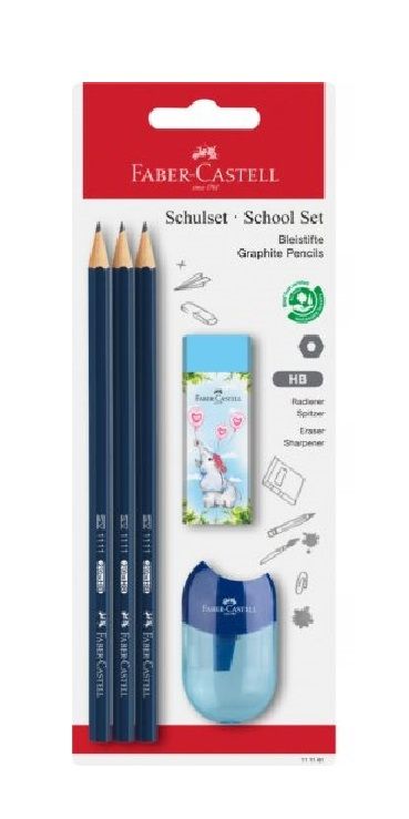 Faber-Castell Σχολικό Σετ 3 Μολύβια + Σβήστρα + Ξύστρα