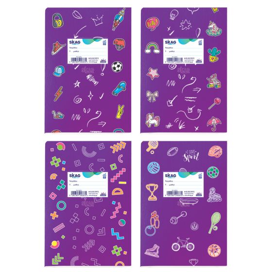 SKAG Τετράδια Πλαστικά με σχέδια 17x25 Ριγέ 50Φ 80ΓΡ