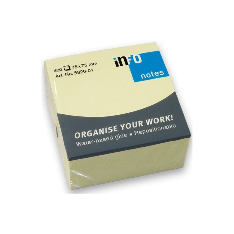 Χαρτάκι αυτοκόλλητο Info 75x75 Κίτρινα 400 Φύλων