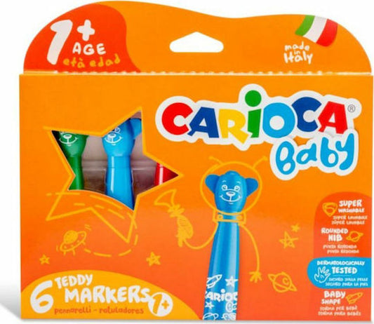 CARIOCA BABY 1+  6 TEDDY MARKERS -ΜΑΡΚΑΔΟΡΟΙ  1+ ΧΡΟΝΩΝ